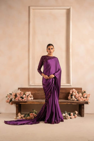 INDIAN SEQUENCE SAREE [PURPLE STITCHED]